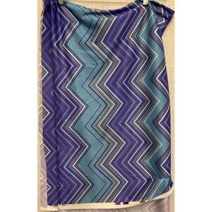 Vintage 70s Polyester Double Knit Fabric Purple Aqua Chevron Zig Zag Geometric